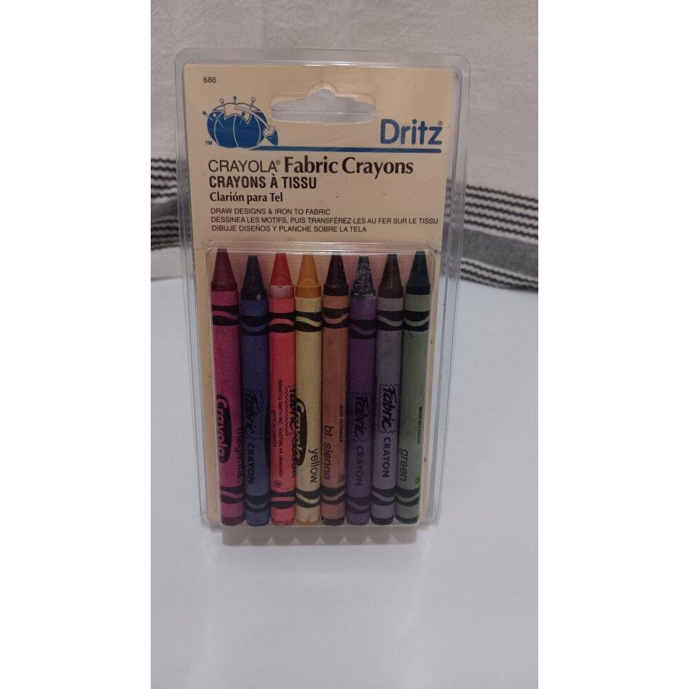 Dritz Crayola Fabric 8 Sewing Crafts Vintage New Crayons